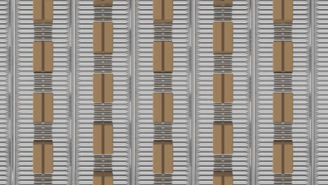 animación de cajas de cartón que se mueven en cintas transportadoras
