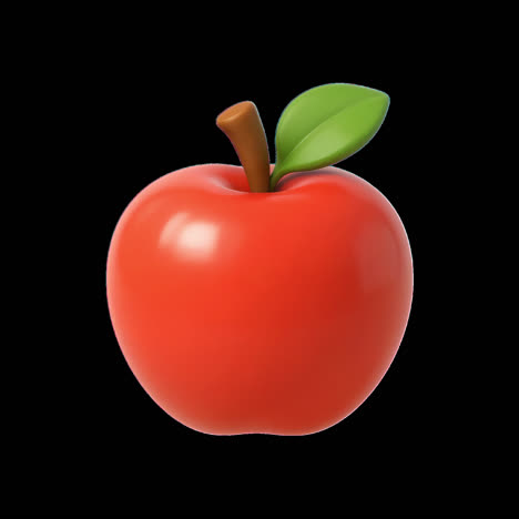 Glossy red apple illustration animation isolated asset, transparent 4K video, alpha channel, ProRes