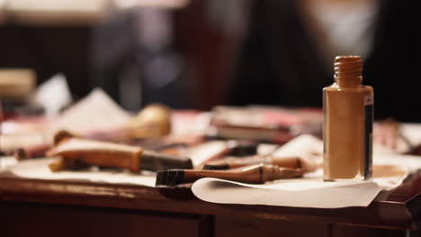 a close up look at the make up used to beautify the bride before she gets married.