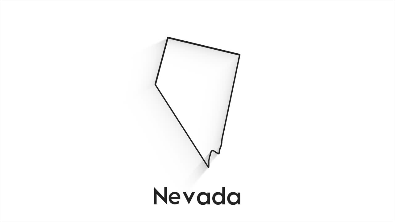 미국 네바다 주 (nevada state of the united states of america) - 지도에 있는 애니메이션 라인 위치 표시자 (animated line location marker) - 비디오에서 화면 투명성 모드로 사용하기 쉽다.