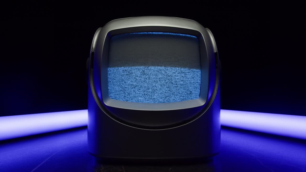 Retro TV, vintage television In a nostalgic setup, a retro TV displays grain on screen, scary halloween night device good for chroma key and green screen. High quality 4k footage