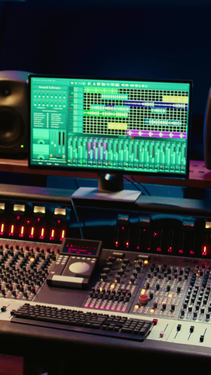 Professional Audio Mixing Console and DAW Software in Recording Studio