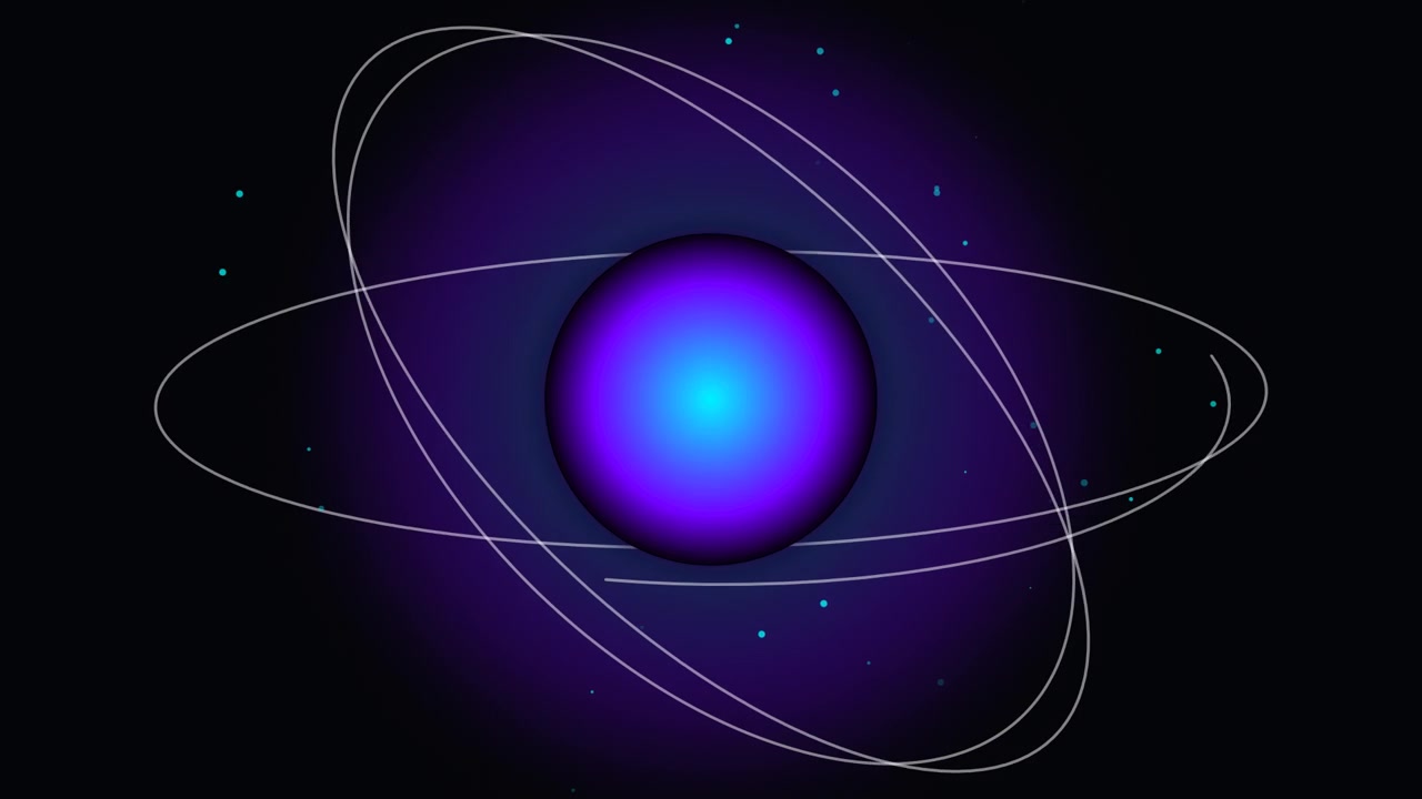 Animated Atom Model Rotating Against Dark Background