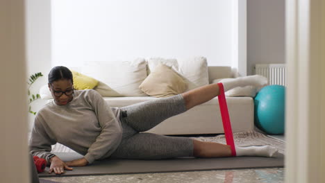 woman doing sports at home