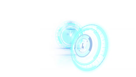 animación de reloj moviéndose rápido y escaneo de alcance sobre fondo blanco