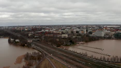 aerial shot from helsinki finland