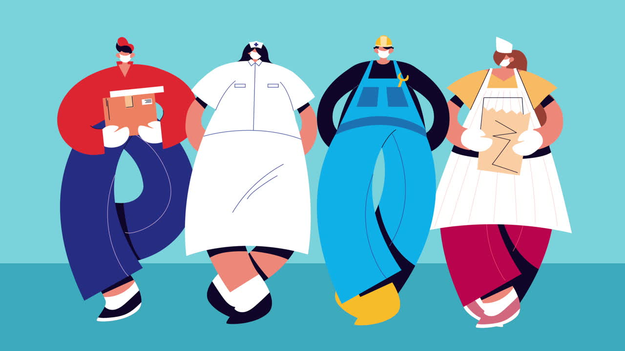 grupo de profesionales trabajadores que usan máscaras médicas personajes
