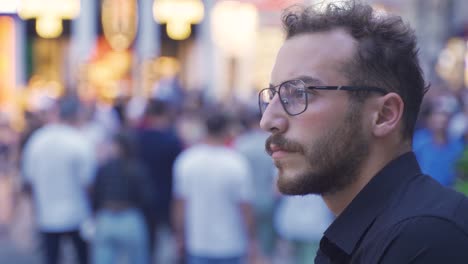 pensive young man.