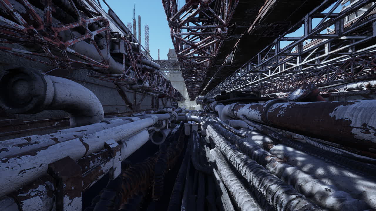 오래된 가스 터미널과 가스 액체화 장비