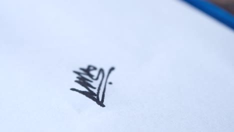 close-up of a hand writing with a fountain pen