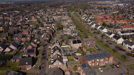 beautifull scenery of houses landscape horizon trees drone shot