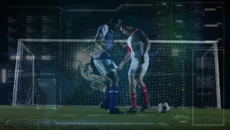 Animation-Der-Datenverarbeitung-Mit-Globus-über-Fußballspieler