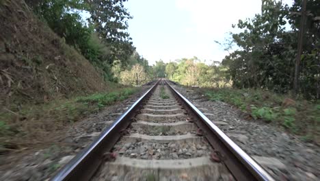 close up footage of riding over the railway