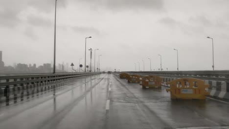 a drive on a bridge just after the downpour