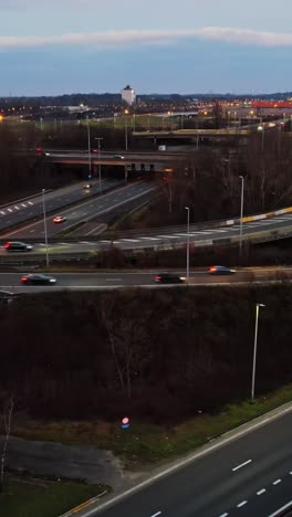 top up aerial drone view of elevated road and traffic junctions