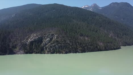 mountain ridges and still lake of lillooet in squamish, british columbia, canada