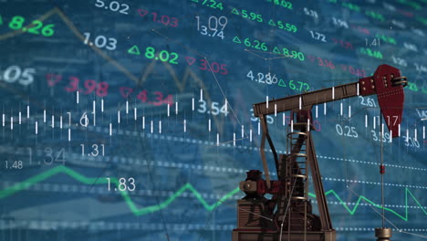 анимация нефтяной платформы над обработкой данных
