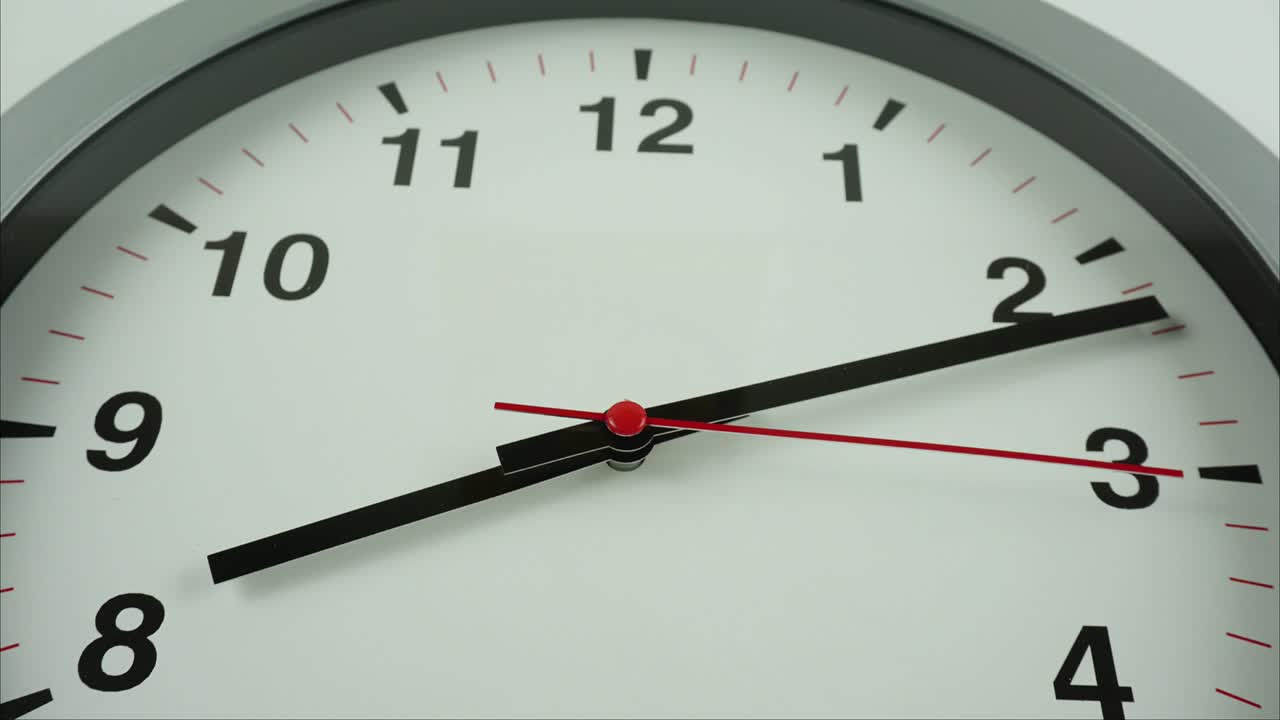 el reloj de pared blanco de lapso de tiempo dice la hora 8 horas y 25 minutos.