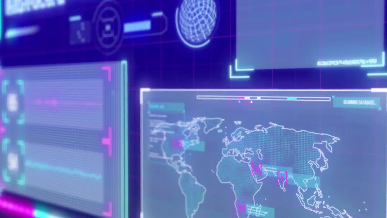 animación del procesamiento de datos sobre fondo azul