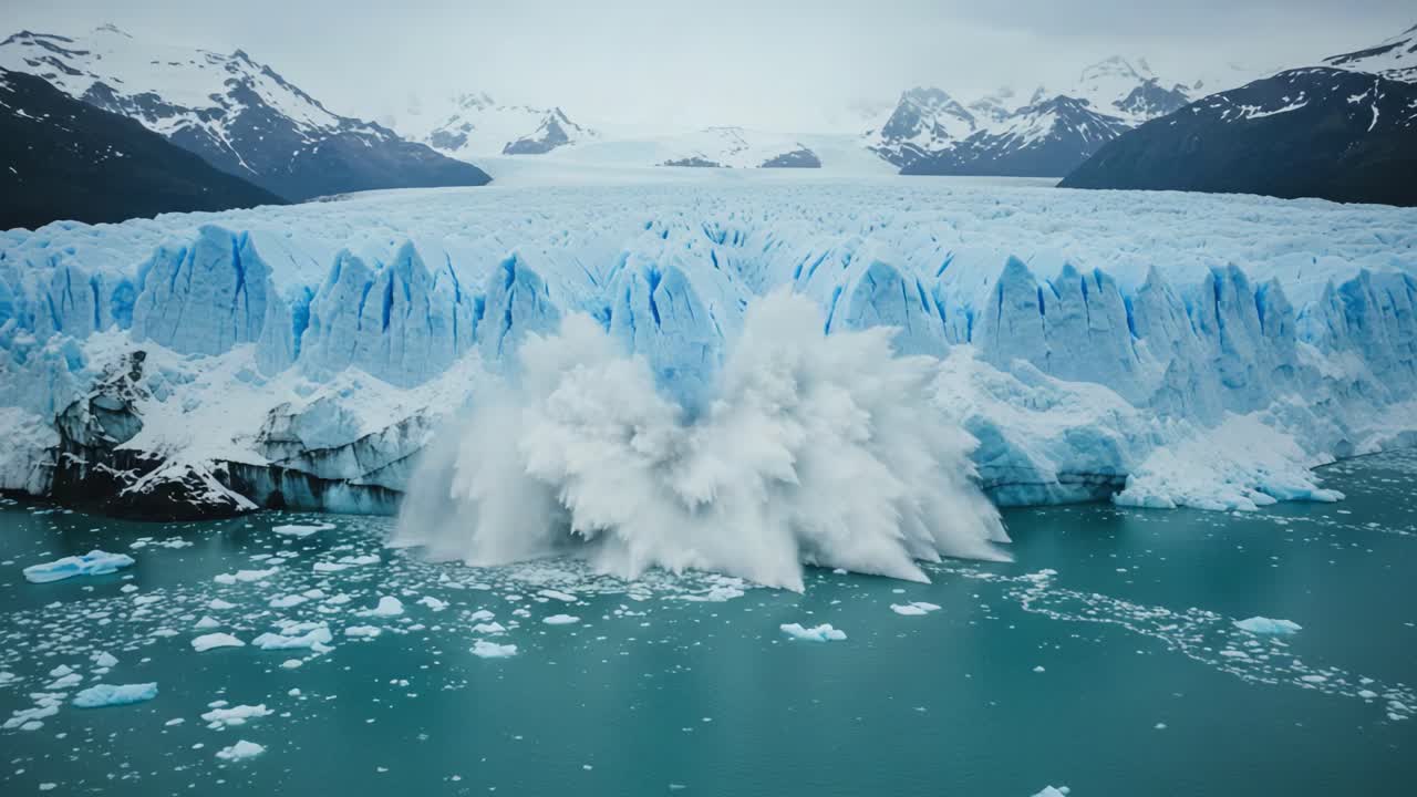 A Stunning Glacial Collapse: The Dramatic Transformation of Frozen Ice into Water as a Massive Glacier Calves into the Ocean, Capturing Nature’s Mighty Power
