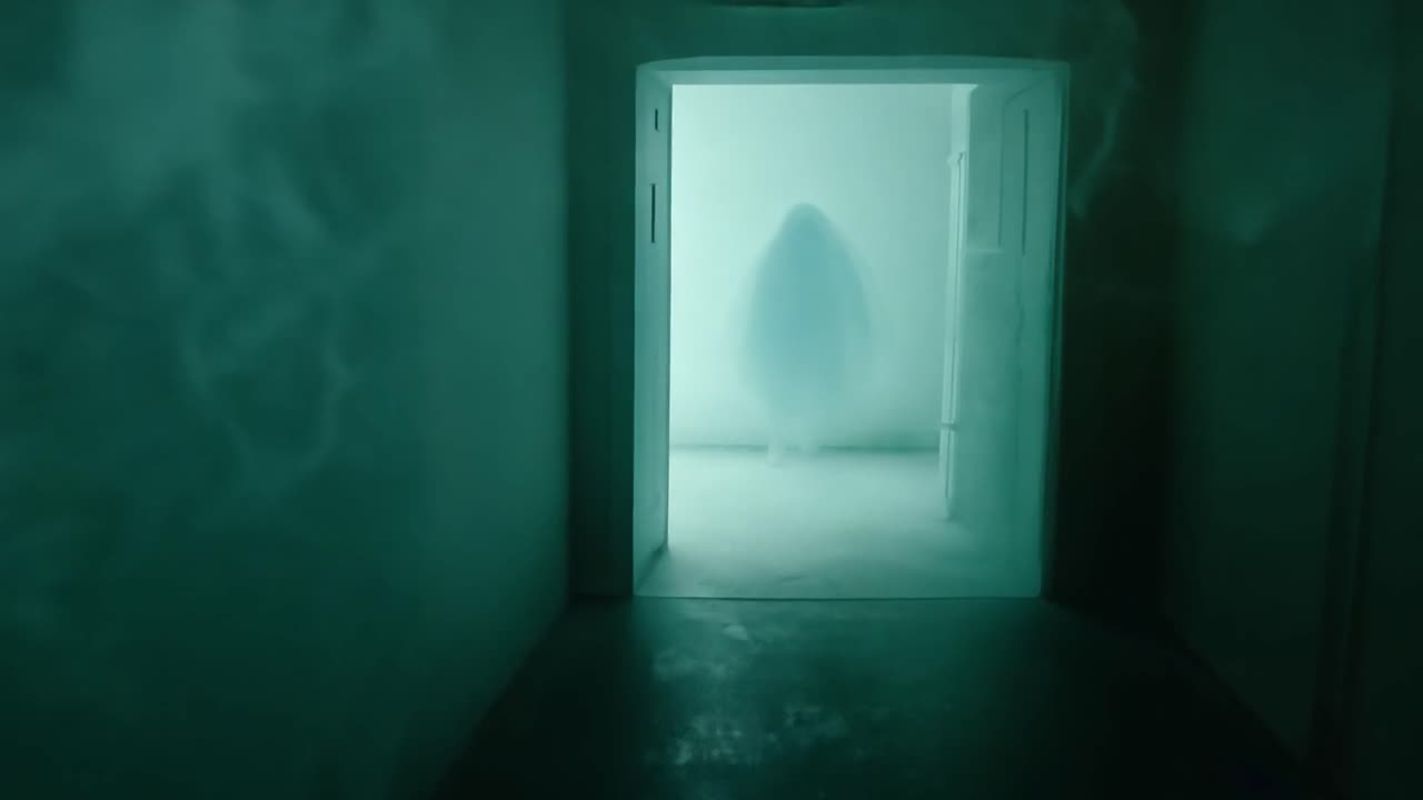 fantasma en una puerta embrujada