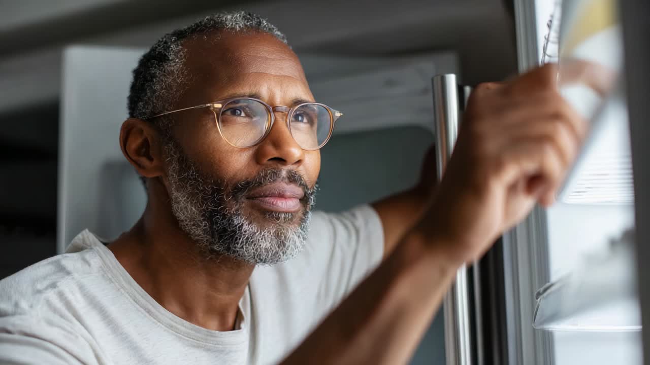 A Thoughtful Man Examines His Refrigerator Contents While Reflecting on Choices and Nutrition, Emphasizing the Importance of Healthy Eating Habits in Daily Life and Meal Preparation