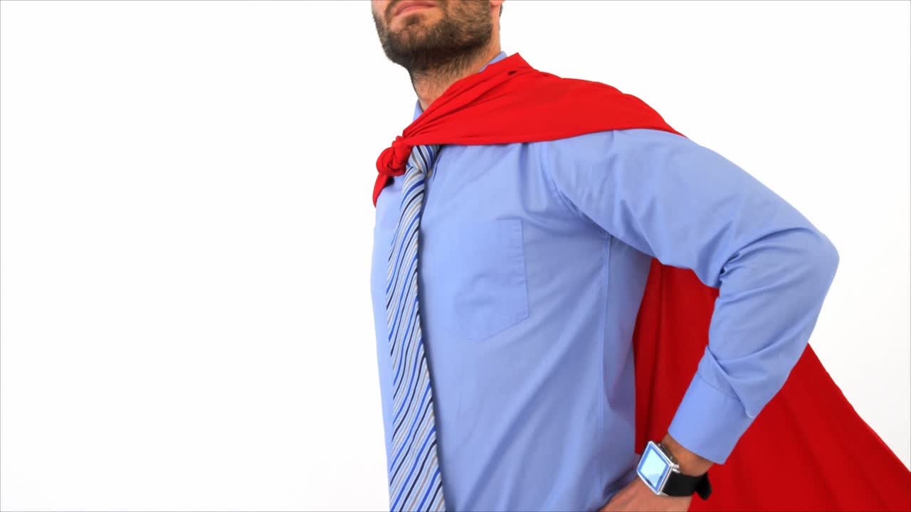 Businessman pretending to be a super hero