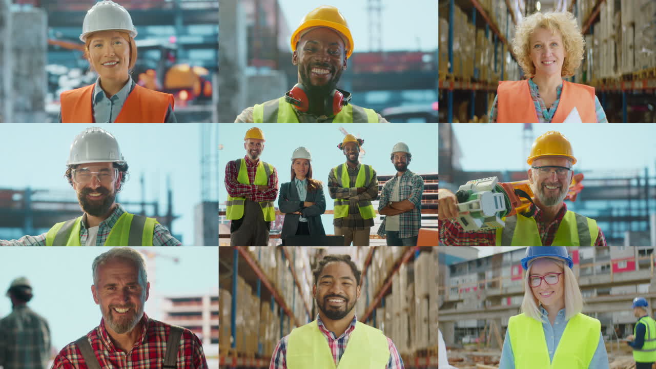 Diverse Team of Construction and Warehouse Workers