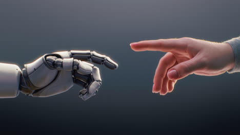 visualization of hightech humanoid robot showing popping up robotic inscription in digital visualization of hightech humanoid robot showing popping up robotic inscription in digital cyberspace creative and futuristic artificial intelligence technology concept visual effects animation