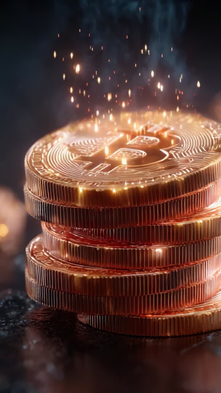 A Glimmering Stack of Cryptocurrency Coins Capturing the Essence of Digital Wealth and Innovation, Showcasing the Beauty and Potential of Blockchain Technology