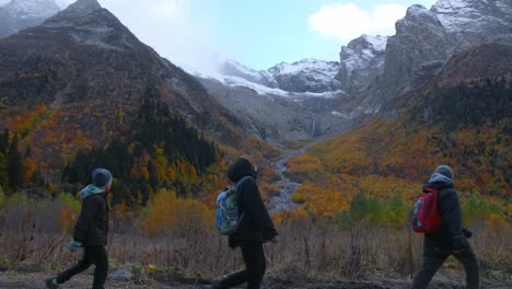 autumn hiking adventure in mountain valley