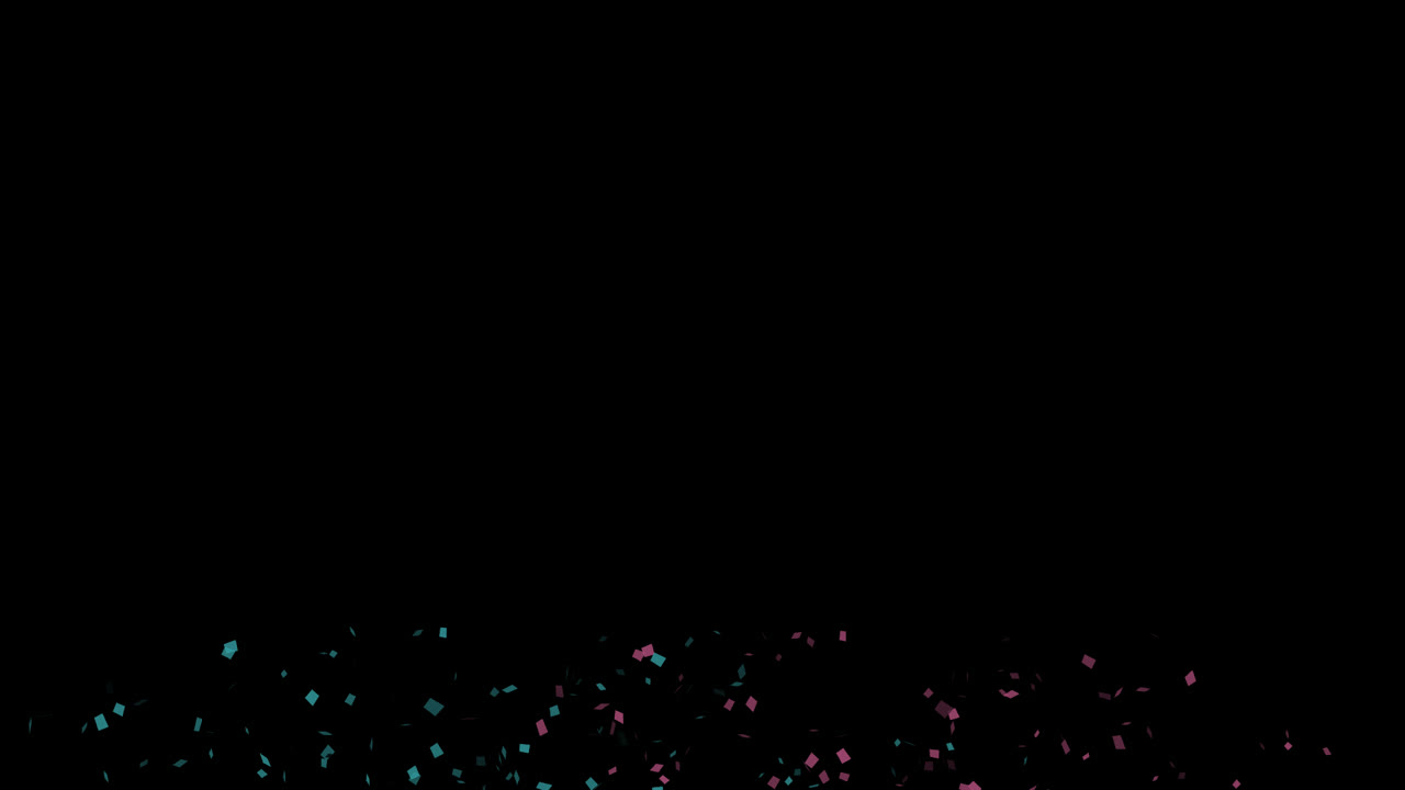Pink and Teal Confetti on Black Background