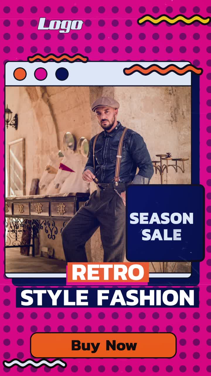 Retro style fashion instagram reel and vertical stories for trendy social branding