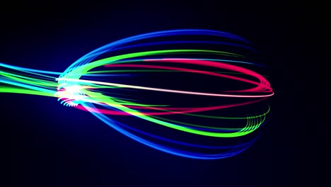 Elegant Abstraction Colourful Curve Lighting Lines. Green Blue Wavy Template with Colored Lines Circular Dynamic. Flash Light in Digital Stylish Pattern. Multicolor Flowing Energy Rays 3D Animation