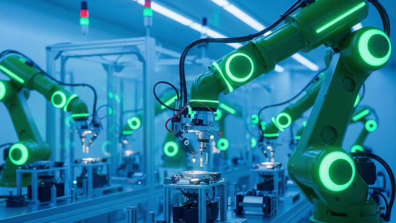 Innovative Robotic Automation in High-Tech Manufacturing: A Glimpse into Advanced Industrial Robotics Featuring Precision Assembly and Efficient Production Processes