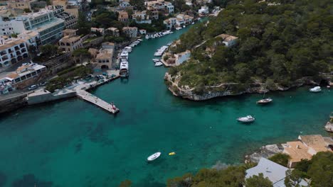 clear turquoise blue sea water, sailing ships boats and hotels, palma de mallorca island