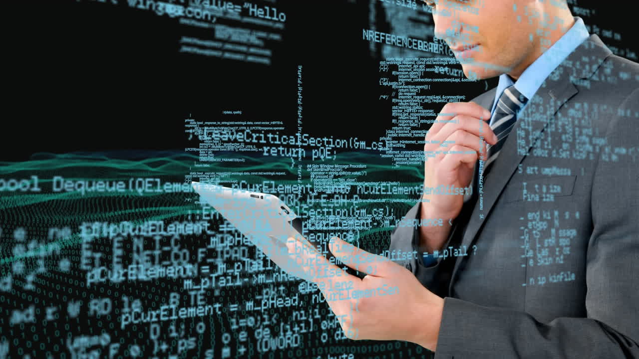 디지털 태블릿을 사용하는 사업가