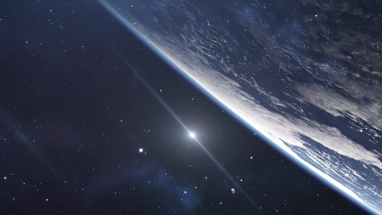 la superficie de la tierra y las estrellas brillantes en el espacio