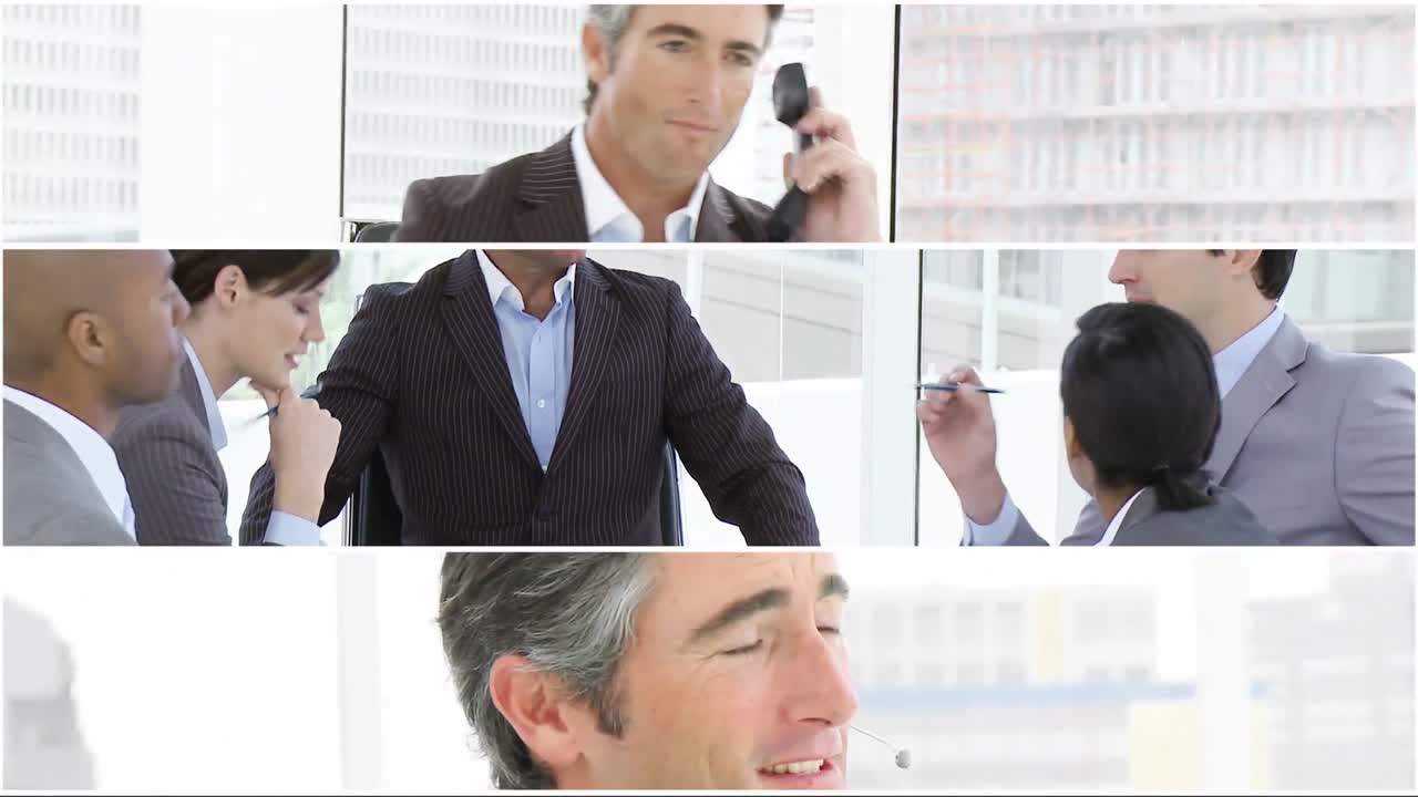 일하는 사업가들의 크리에이티브 몽타지