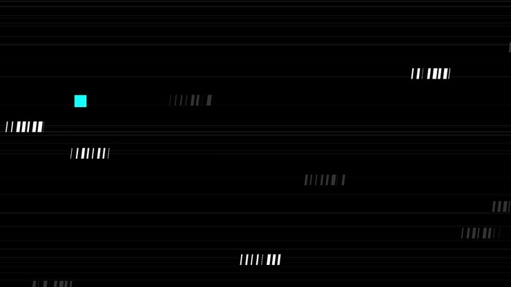 Digital Glitch Effect with Moving Geometric Shapes and Lines