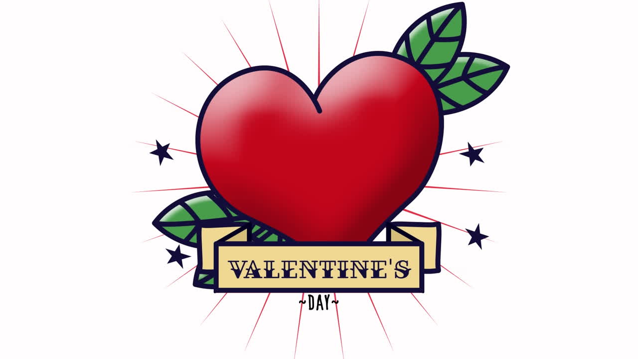 animación de un corazón rojo y el día de san valentín sobre un fondo blanco