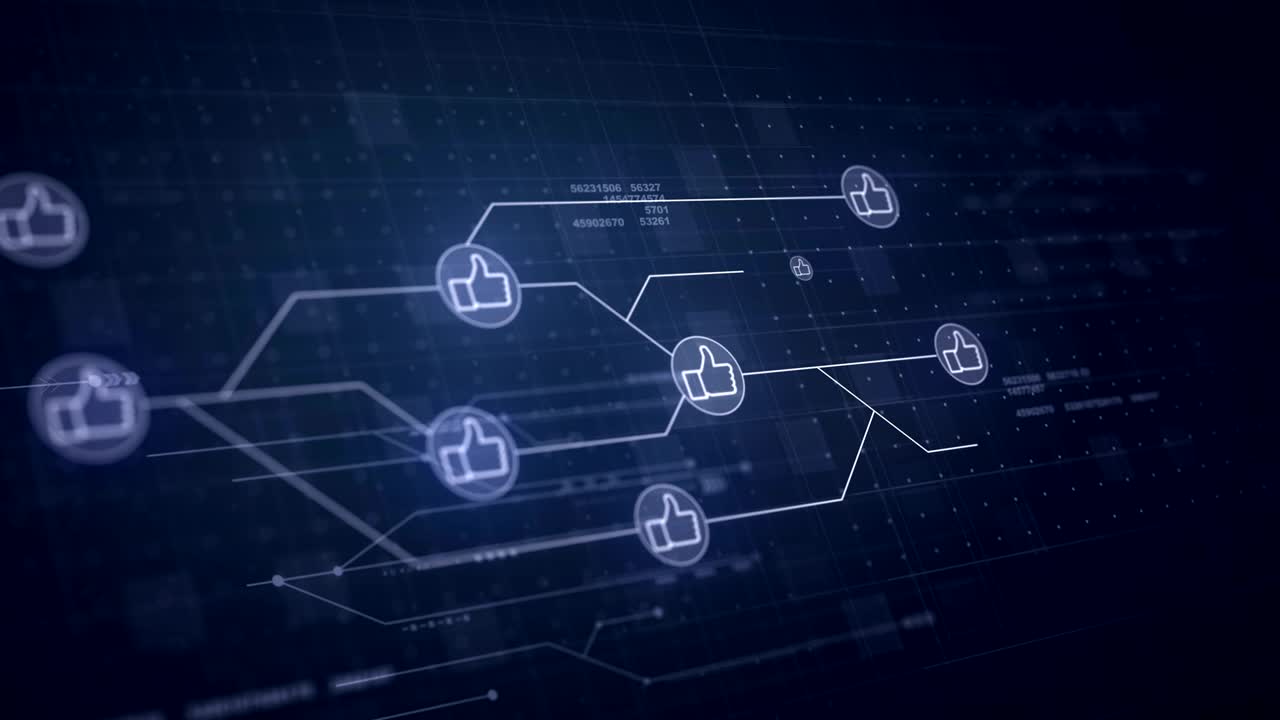 Thumbs Up Network Circuit Board Link Connection Technology Seamless Loop Animation 4K