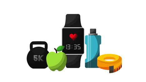 estilo de vida saludable con animación de reloj inteligente