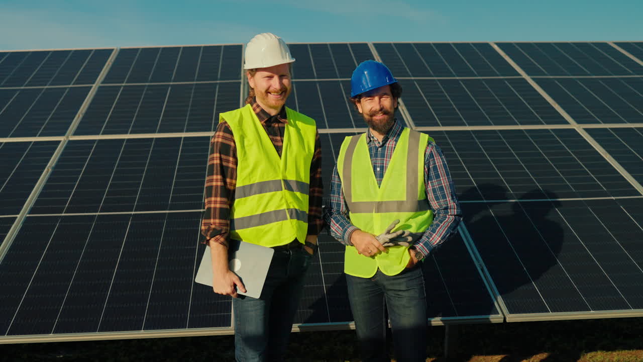 Engineers Inspecting Solar Panels