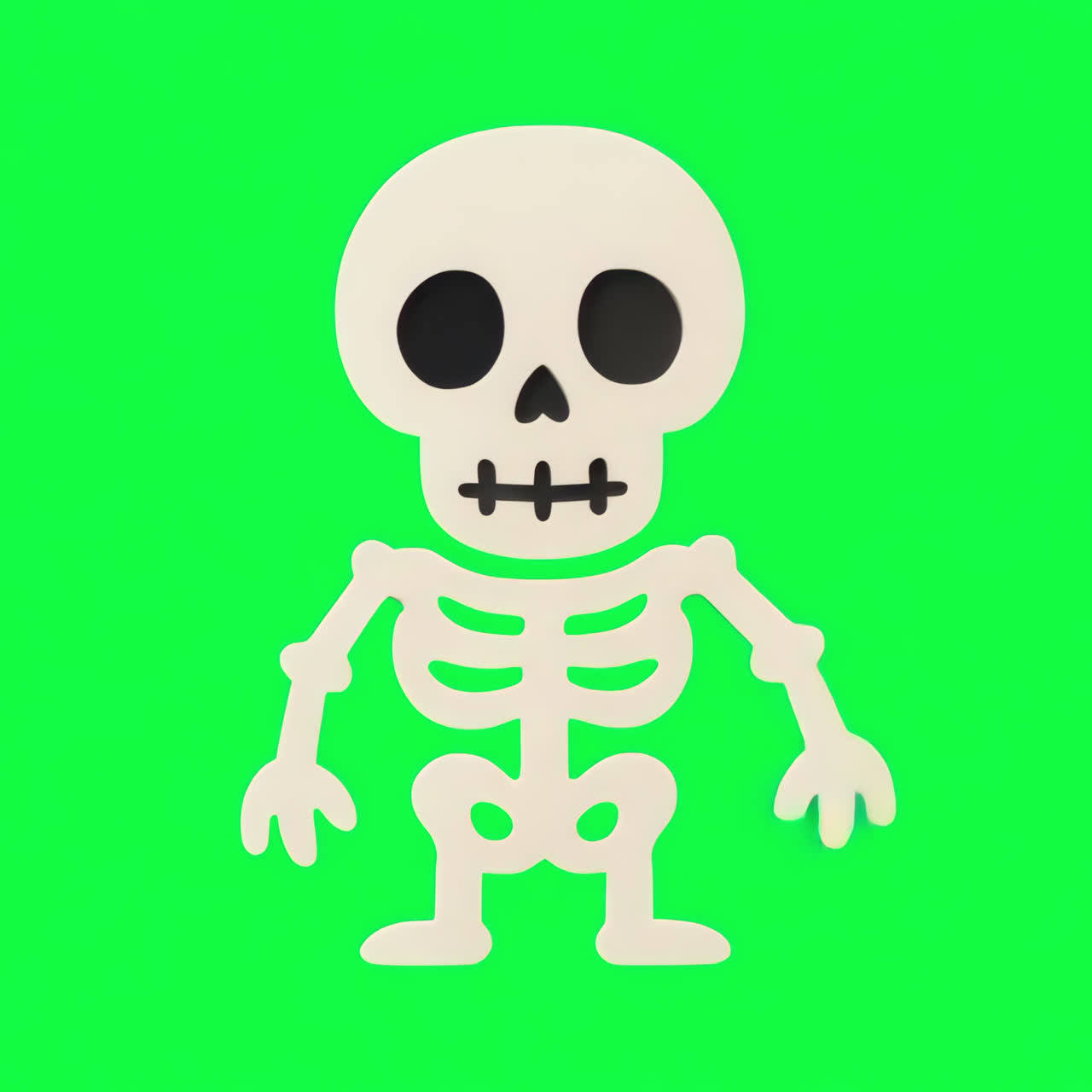 Cute cartoon skeleton illustration animation isolated asset, transparent 4K video, alpha channel