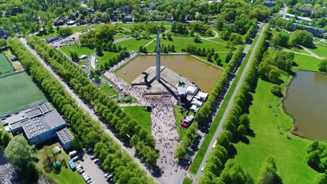 victory monument in riga 05-09-2019, russian people attending annual may 9th