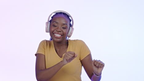 headphones, music and black woman dancing