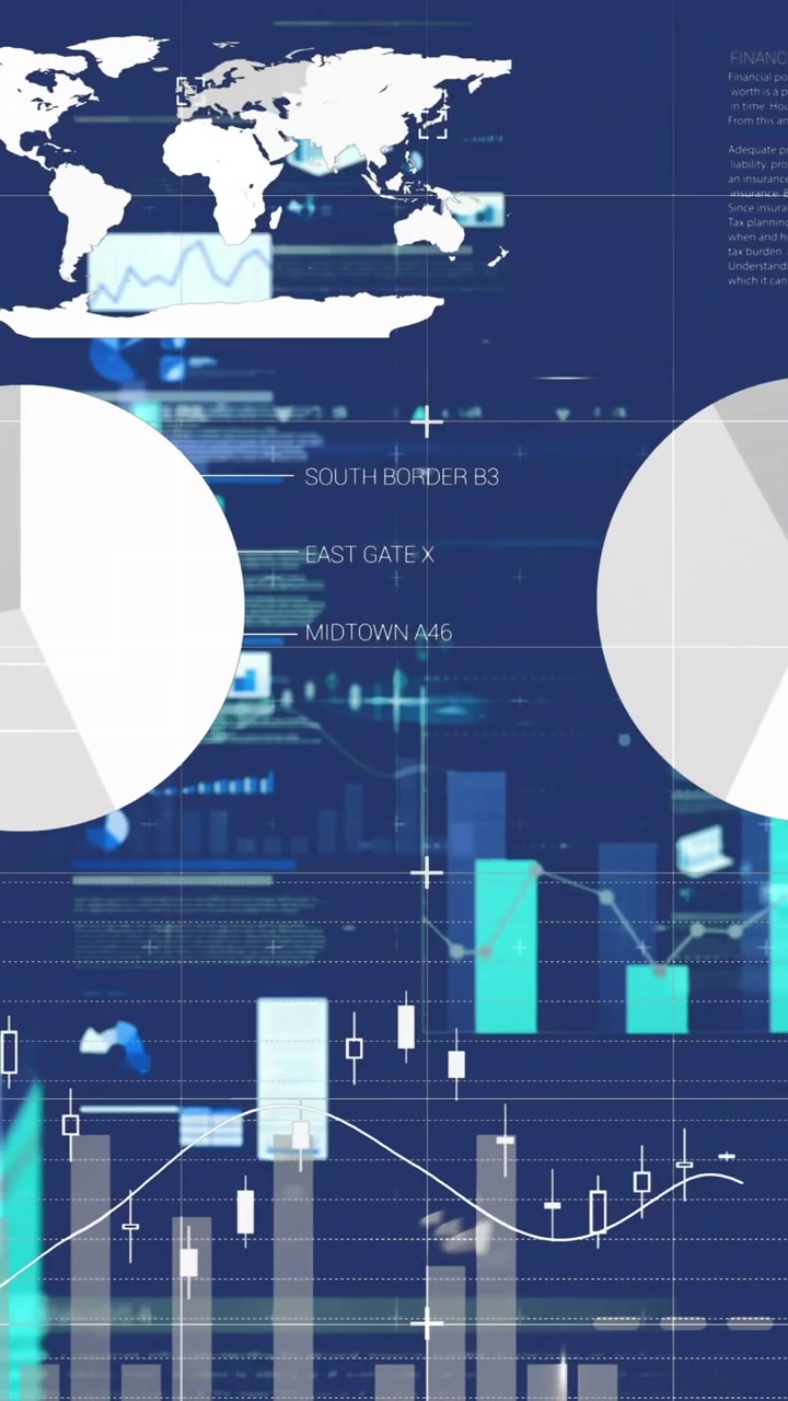 Animation of data processing on blue background