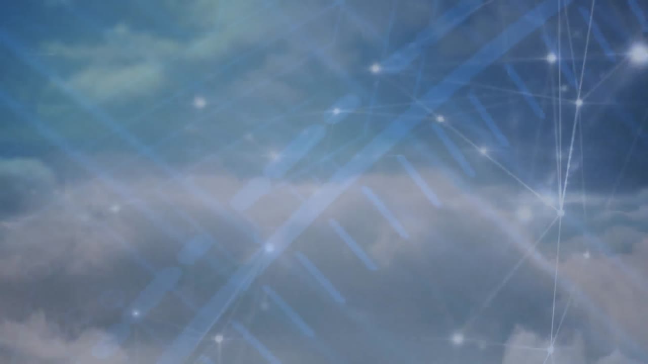 animación de redes de conexiones en el cielo