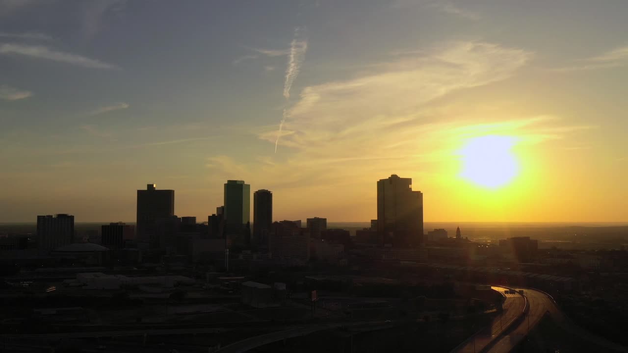 Horizonte de Fort Worth, Texas ao Pôr do Sol